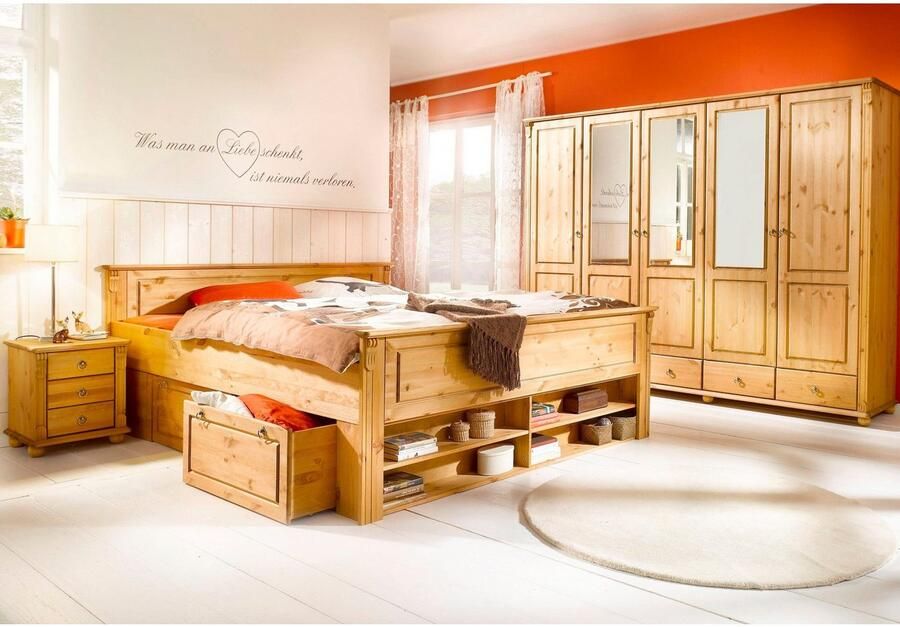 Home affaire Massief houten ledikant Tessin opbergbank landelijke stijl lades optioneel rustiek - Foto 4