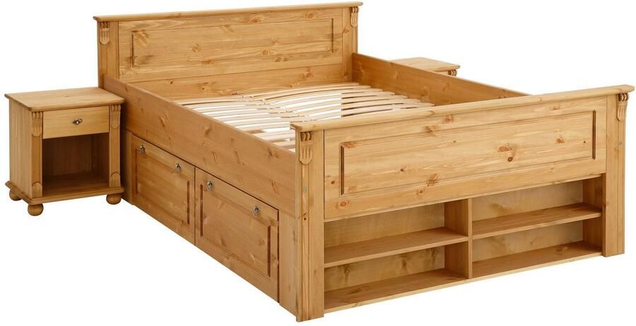 Home affaire Massief houten ledikant Tessin opbergbank landelijke stijl lades optioneel rustiek - Foto 9