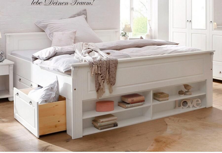 Home affaire Massief houten ledikant Tessin opbergbank landelijke stijl lades optioneel rustiek - Foto 2