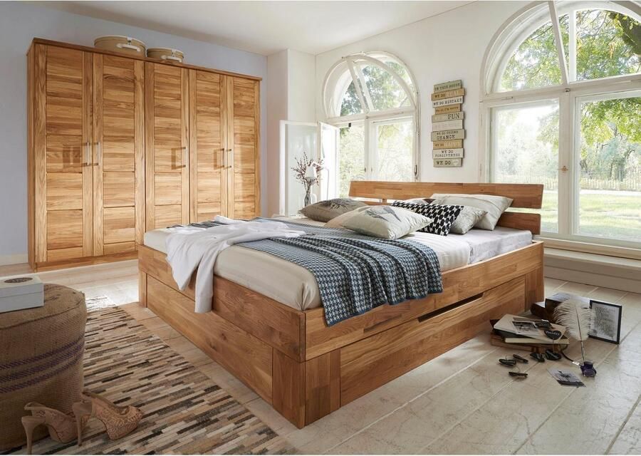 Home affaire Massief houten ledikant Tommy FSC-gecertificeerd massief hout van wildeiken in verschillende breedten balkenbed futonbed