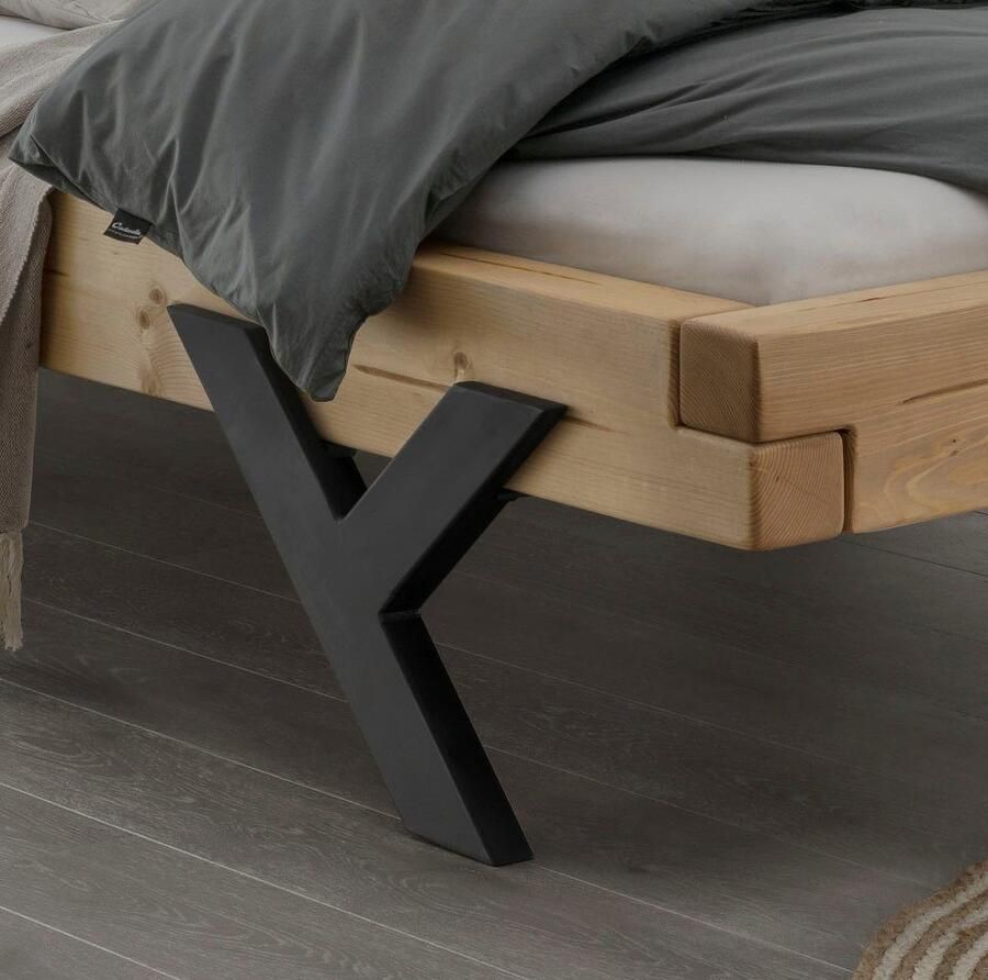 Home affaire Massief houten ledikant Ultima balkenbed tweepersoonsbed voeten van metaal in Y-vorm FSC -gecertificeerde wilde eik of spar veel breedtes om uit te kiezen - Foto 2