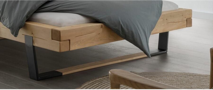 Home affaire Massief houten ledikant Ultima balkenbed tweepersoonsbed voeten van metalen kuip met houten element - Foto 5