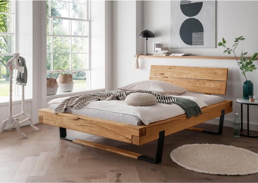 Home affaire Massief houten ledikant Ultima balkenbed tweepersoonsbed voeten van metalen kuip met houten element - Foto 3