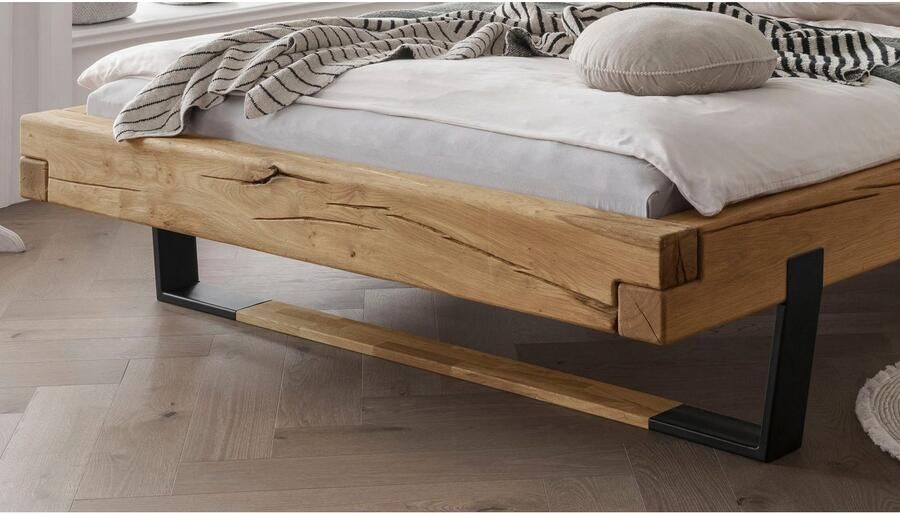 Home affaire Massief houten ledikant Ultima balkenbed tweepersoonsbed voeten van metalen kuip met houten element - Foto 4