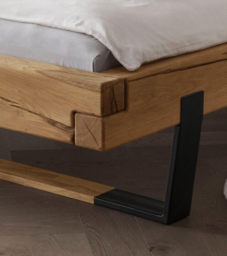 Home affaire Massief houten ledikant Ultima balkenbed tweepersoonsbed voeten van metalen kuip met houten element - Foto 2