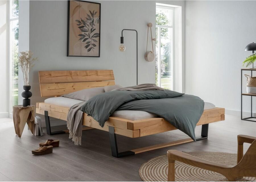Home affaire Massief houten ledikant Ultima balkenbed tweepersoonsbed voeten van metalen kuip met houten element - Foto 3