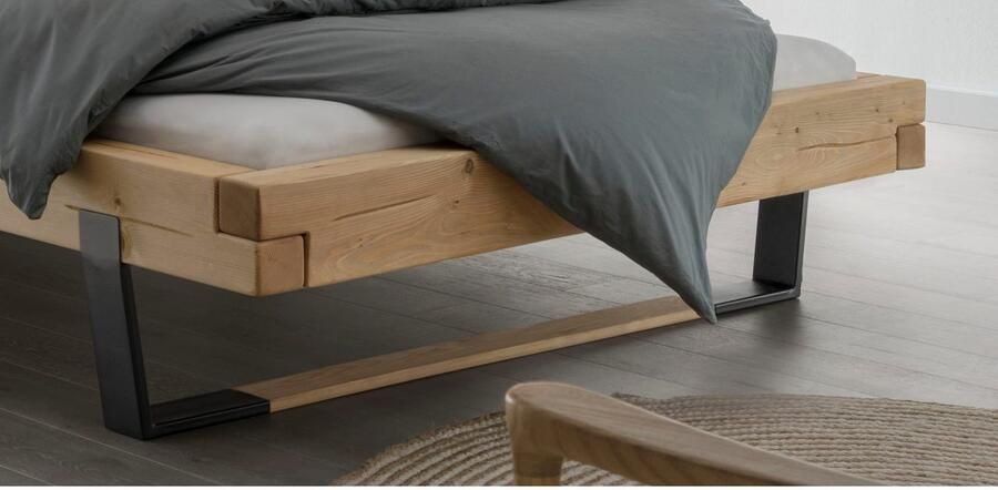 Home affaire Massief houten ledikant Ultima balkenbed tweepersoonsbed voeten van metalen kuip met houten element - Foto 4