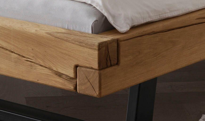 Home affaire Massief houten ledikant Ultima balkenbed tweepersoonsbed voeten van metalen kuip FSC -gecertificeerde wilde eik of spar veel breedtes om uit te kiezen - Foto 2