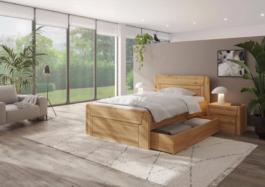 Home affaire Massief houten ledikant Vouillé uitgerust met een bedlade keuze uit kernbeuken of wilde eik verkrijgbaar - Foto 4