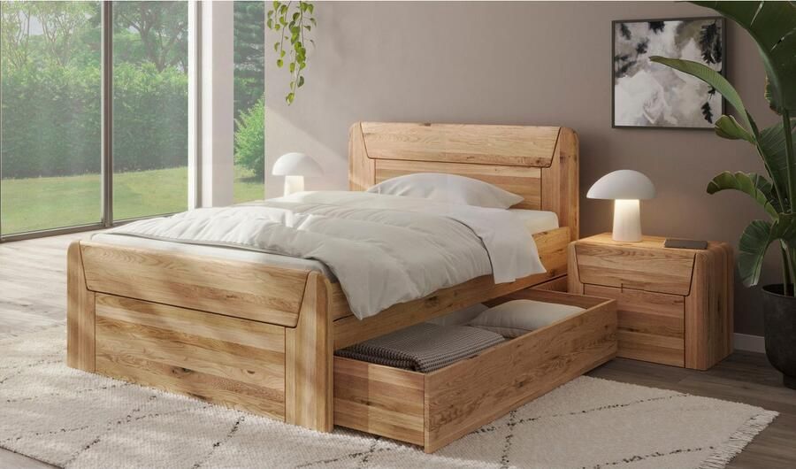 Home affaire Massief houten ledikant Vouillé uitgerust met een bedlade keuze uit kernbeuken of wilde eik verkrijgbaar - Foto 4