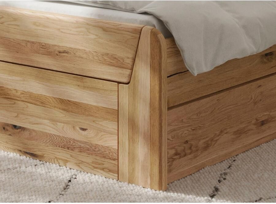 Home affaire Massief houten ledikant Vouillé uitgerust met een bedlade keuze uit kernbeuken of wilde eik verkrijgbaar