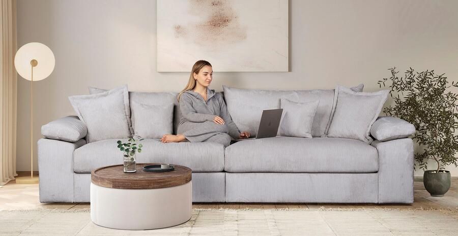Home affaire Megabank Soft&Cosy XXL breedte 303 cm Mega-bank in corduroy met binnenvering - Foto 7
