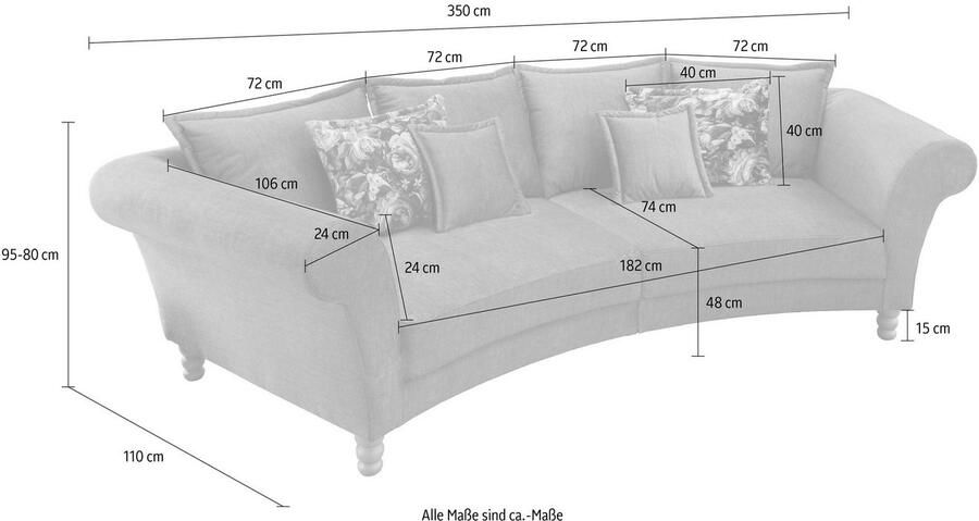 Home affaire Megabank Tassilo gebogen vormentaal comfortabel Mega Sofa breedte 350cm - Foto 2