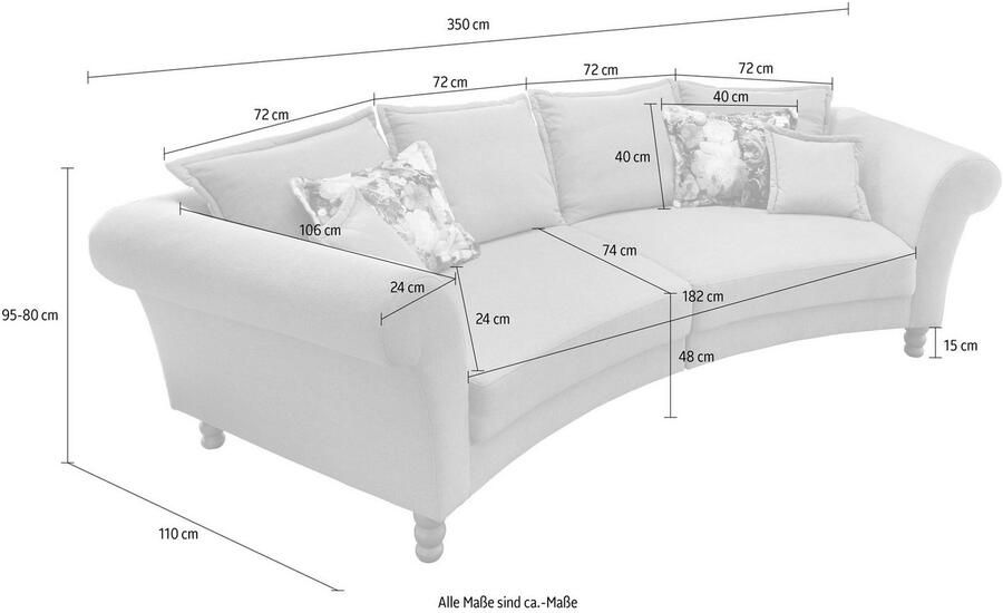 Home affaire Megabank Tassilo gebogen vormentaal comfortabel Mega Sofa breedte 350cm - Foto 3