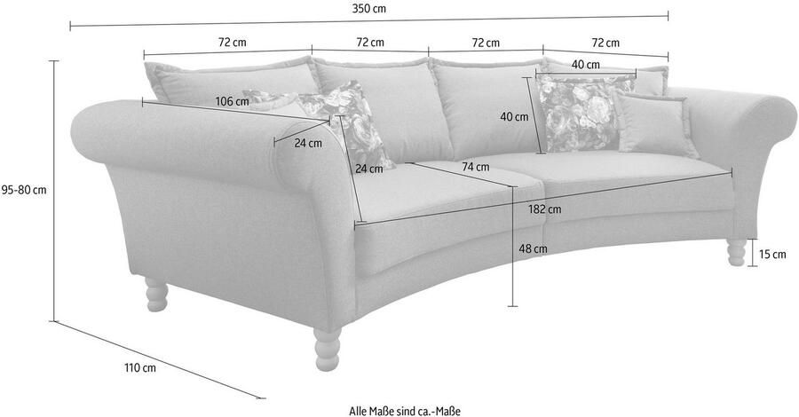 Home affaire Megabank Tassilo gebogen vormentaal comfortabel Mega Sofa breedte 350cm - Foto 3