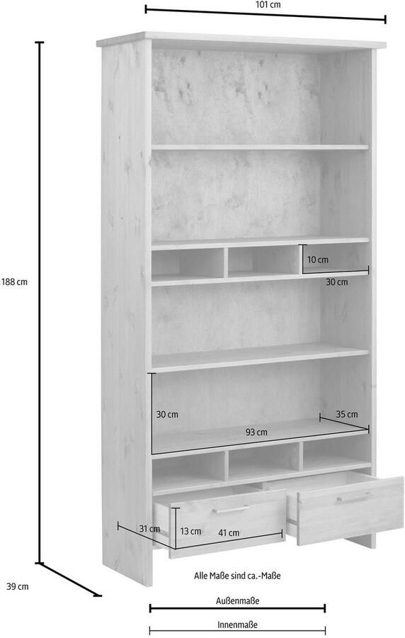 Home affaire Multifunctionele kast Ixo Plank breedte 101 cm met 2 lades van massief grenen FSC - Foto 5