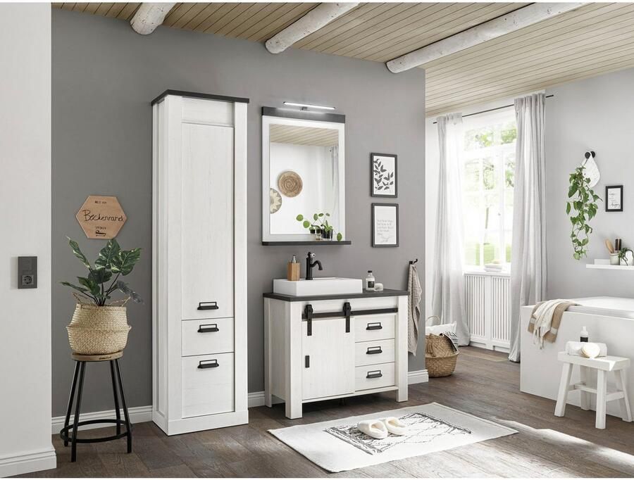 Home affaire Multifunctionele kast Sherwood in moderne houtlook met metalen apothekers handgrepen hoogte 201 cm - Foto 2