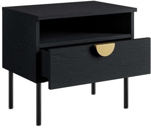 Home affaire Nachtkastje Bellot met 2 lades en goudkleurige metalen handgrepen (set 2 stuks) - Foto 4