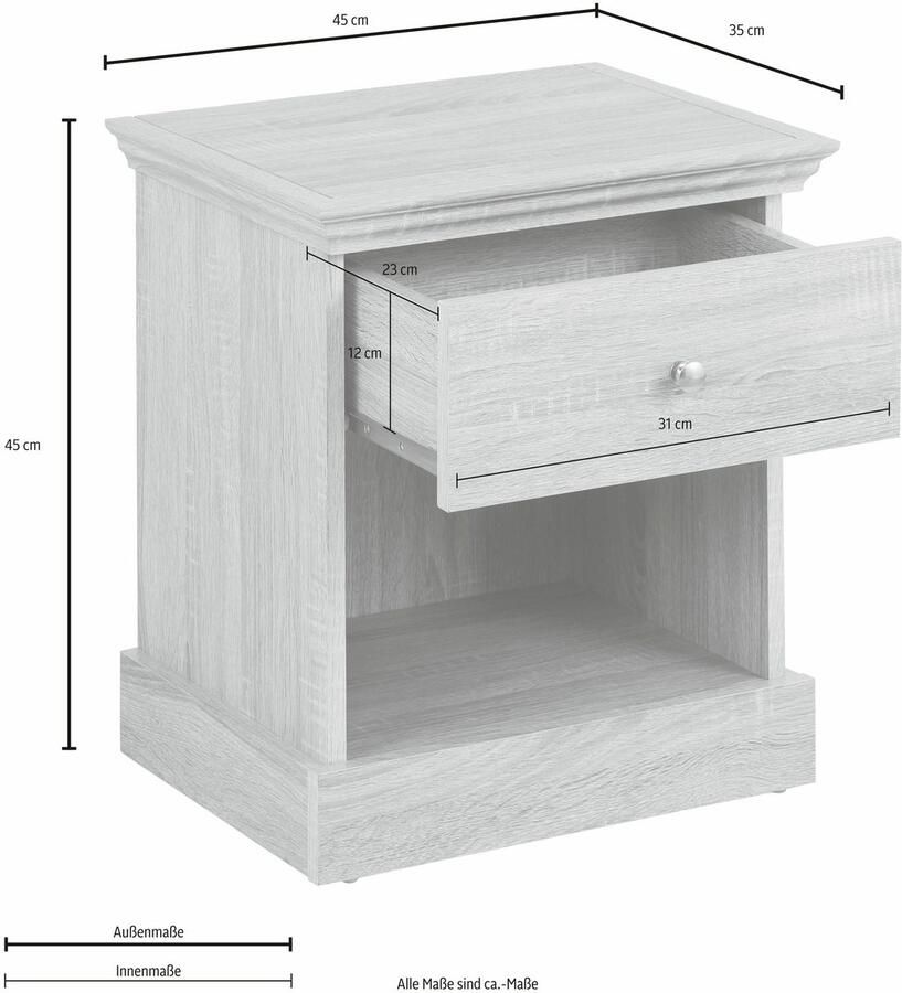 Home affaire Nachtkastje Binz met een mooie metalen knopgreep breedte 45 cm - Foto 3