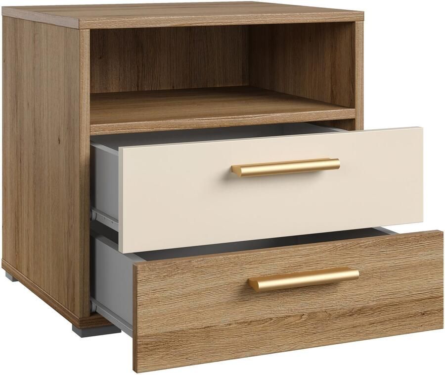 Home affaire Nachtkastje Bitry breedte 46 cm moderne nachtkast met 2 lades - Foto 2