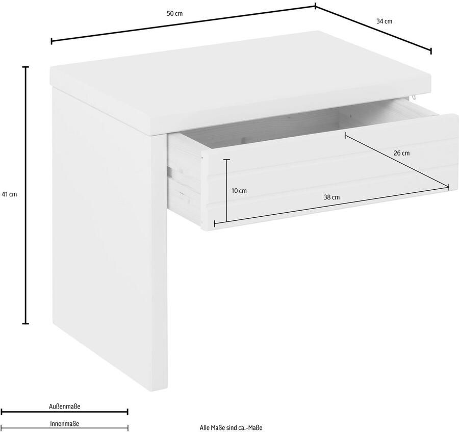 Home affaire Nachtkastje "CAPRE" gecertificeerd massief hout gemakkelijk te onderhouden oppervlak lade - Foto 3