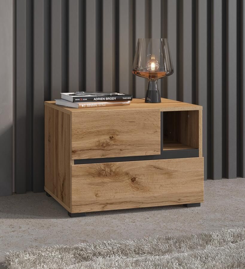 Home affaire Nachtkastje Cross moderne greeploze nachtkastje - Foto 9