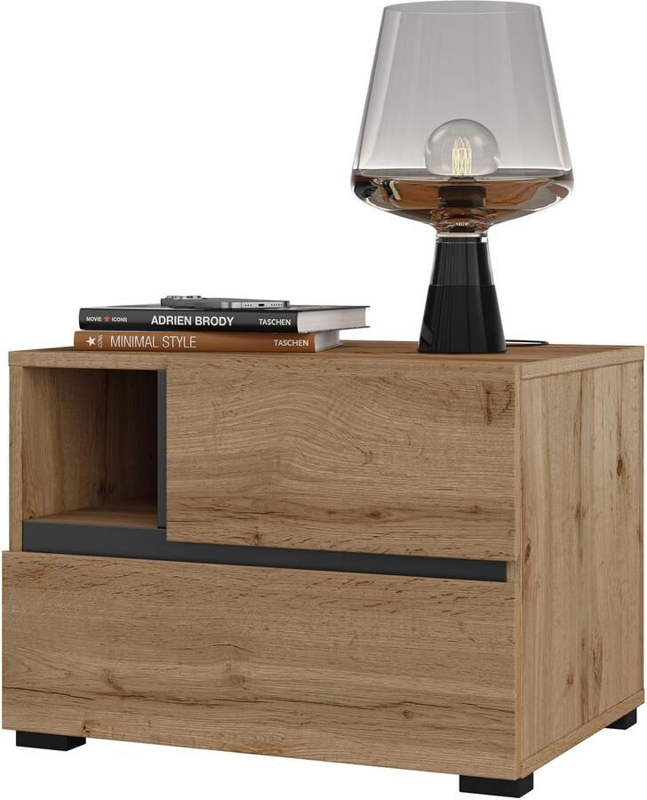 Home affaire Nachtkastje Cross moderne greeploze nachtkastje - Foto 3