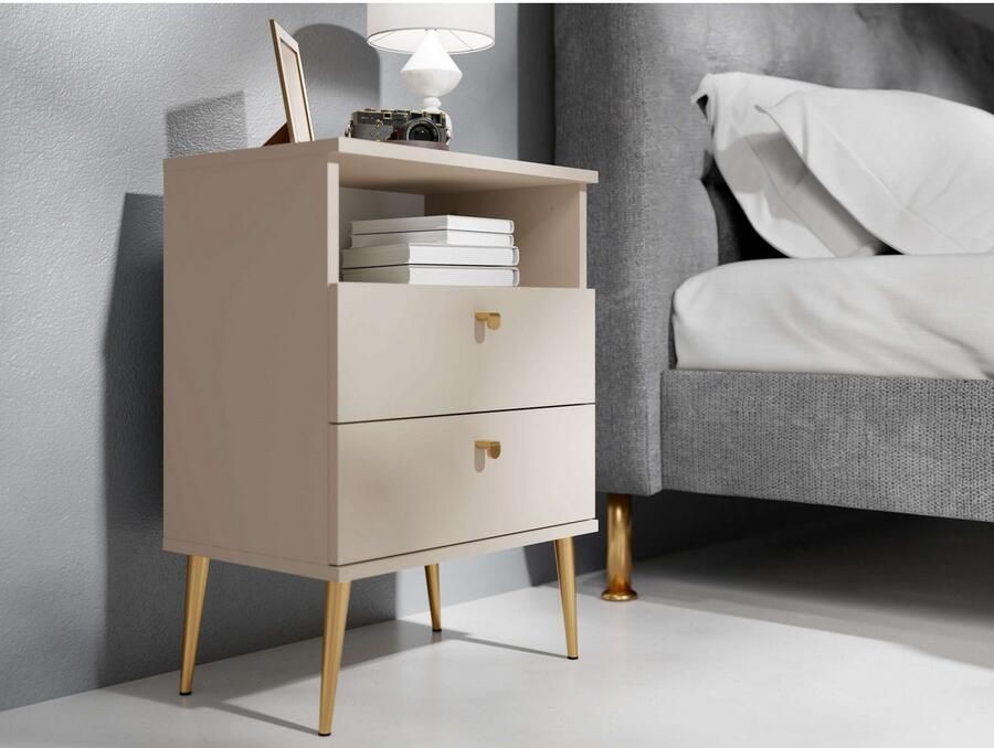 Home affaire Nachtkastje Elyria met 2 lades 1 open vak veel kleuren met goudkleurige details - Foto 5