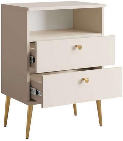 Home affaire Nachtkastje Elyria met 2 lades 1 open vak veel kleuren met goudkleurige details - Foto 3