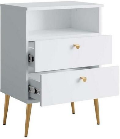 Home affaire Nachtkastje Elyria met 2 lades 1 open vak veel kleuren met goudkleurige details - Foto 4