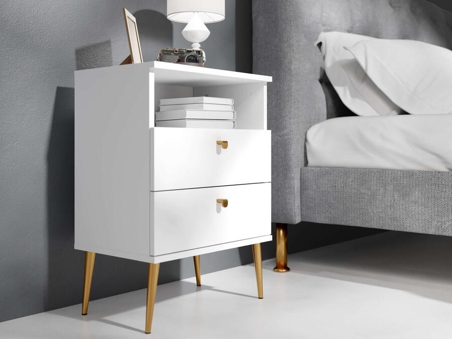 Home affaire Nachtkastje Elyria met 2 lades 1 open vak veel kleuren met goudkleurige details - Foto 2
