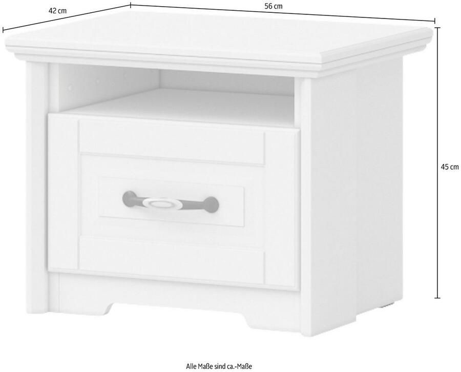 Home affaire Nachtkastje Evergreen Afmetingen: B D H 56 42 45cm Soft-Close-functie in klassieke landhuisstijl fsc-gecertificeerd hoogwaardige uv-lak - Foto 4