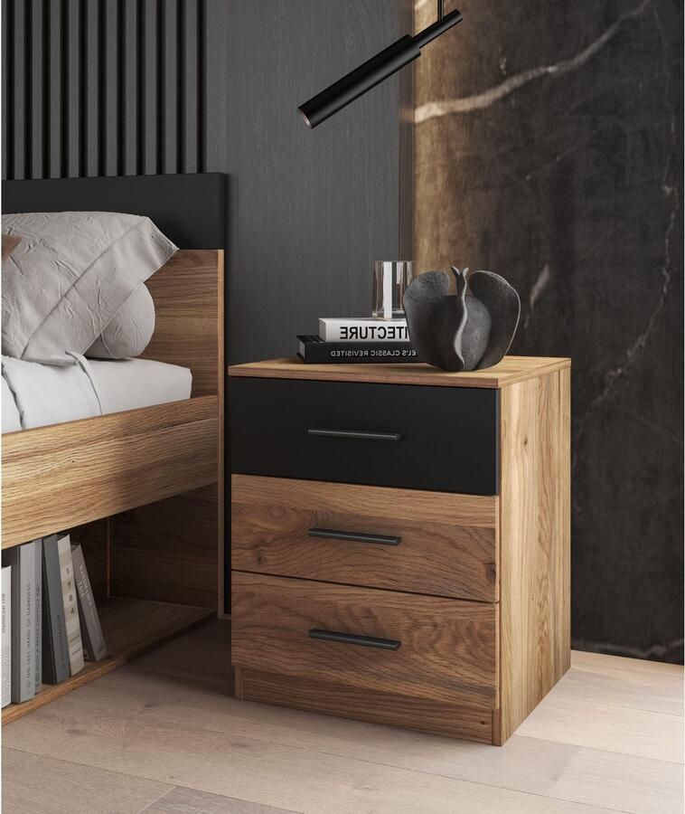 Home affaire Nachtkastje Faweza Breedte 46 cm Nachtkastje met 3 lades - Foto 3