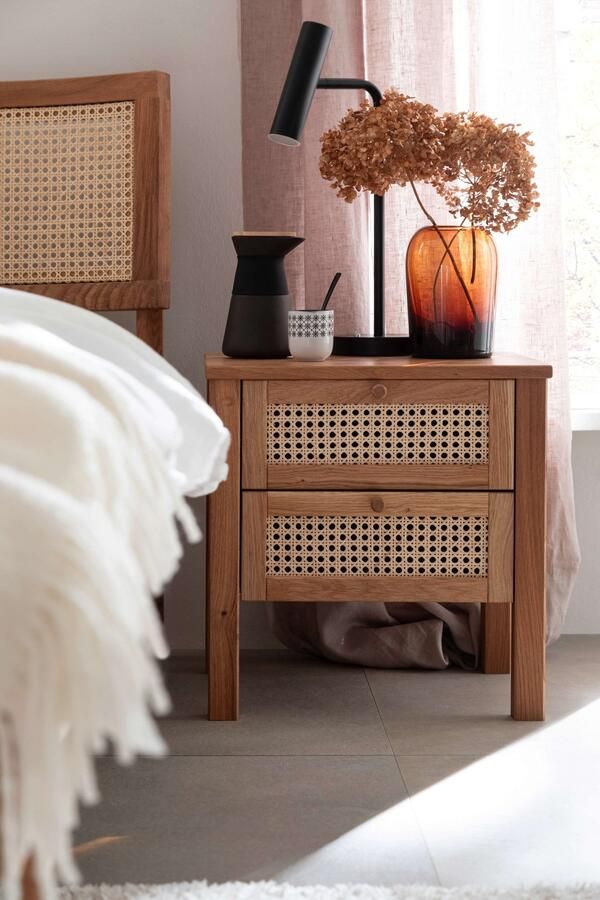 Home affaire Nachtkastje Hällevik nachtkastje Ladefronten met Weens vlechtwerk FSC-gecertificeerd eiken (1 stuk) - Foto 6