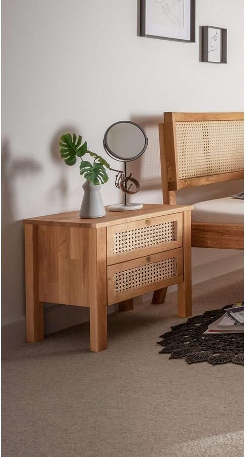 Home affaire Nachtkastje Hällevik nachtkastje Ladefronten met Weens vlechtwerk FSC-gecertificeerd eiken (1 stuk) - Foto 4