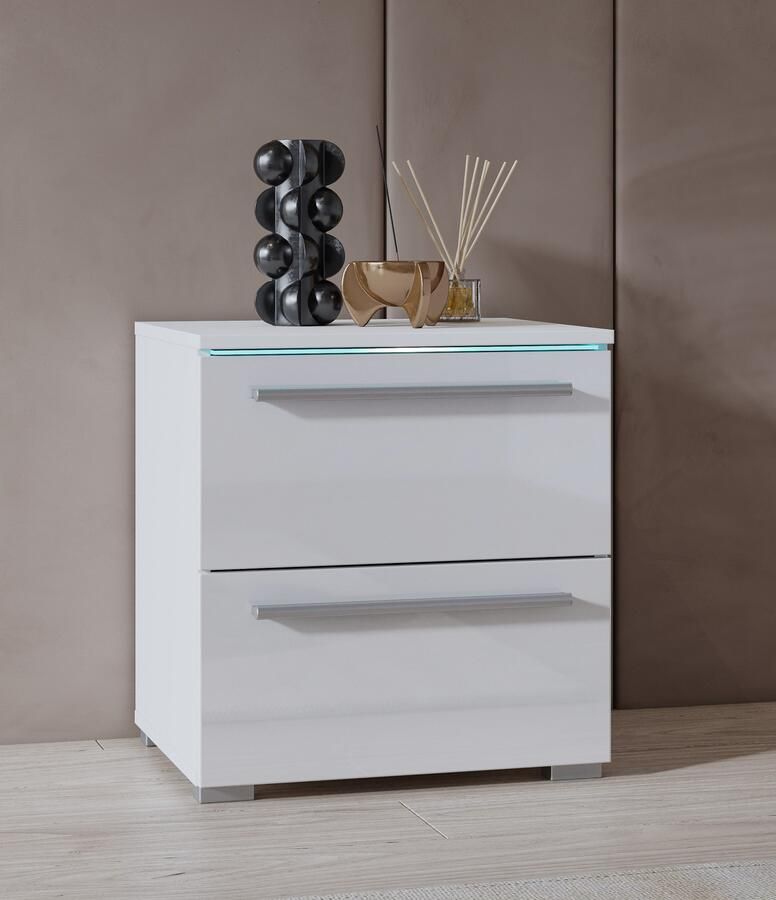 Home affaire Nachtkastje India opbergruimte in 2 lades FSC-gecertificeerd houtmateriaal Nachtkastje met verlichting en afstandsbediening gemaakt in Europa - Foto 6