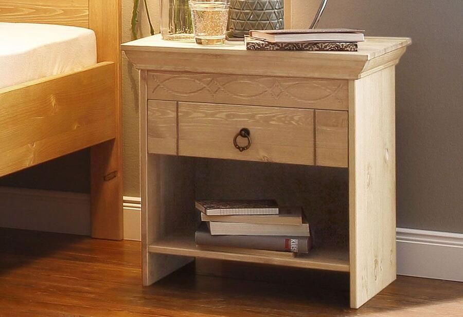 Home affaire Nachtkastje Indra Nachtkastje met decoratief freeswerk breedte: 50 cm - Foto 7