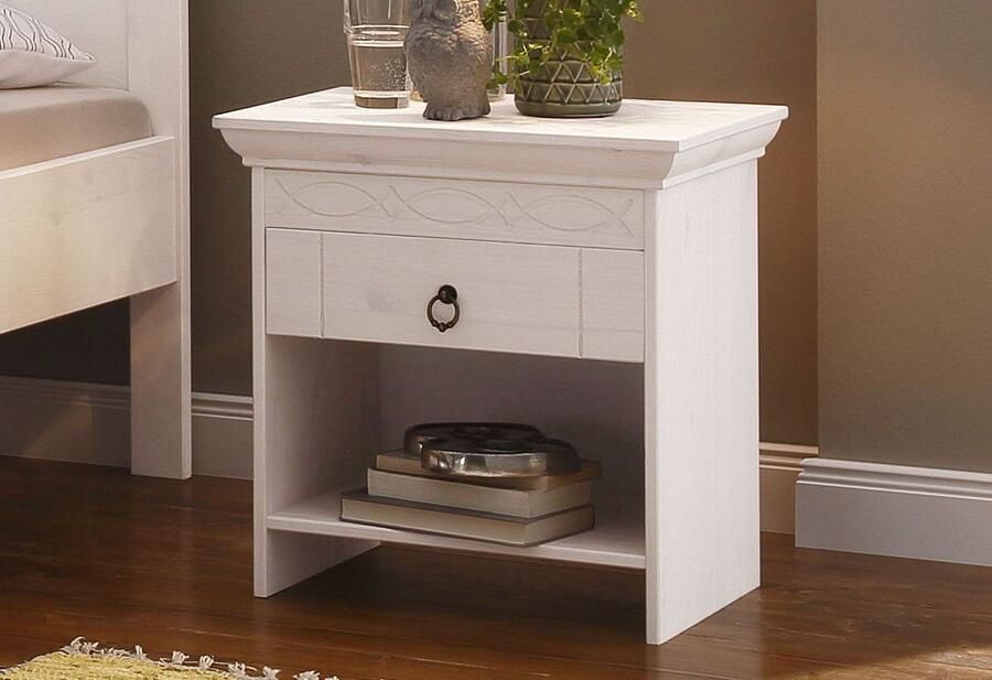 Home affaire Nachtkastje Indra Nachtkastje met decoratief freeswerk breedte: 50 cm - Foto 6