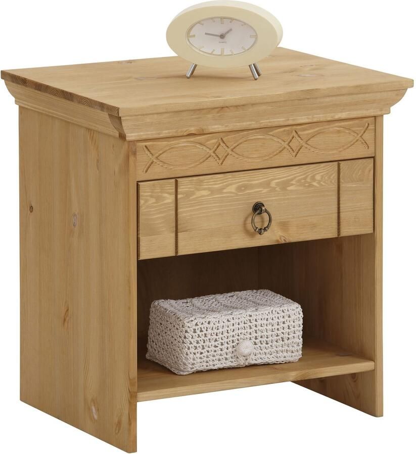 Home affaire Nachtkastje Indra Nachtkastje met decoratief freeswerk breedte: 50 cm - Foto 3