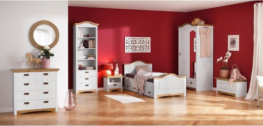 Home affaire Massief houten ledikant Konrad opbergbank messing handgrepen rustieke landelijke stijl - Foto 2