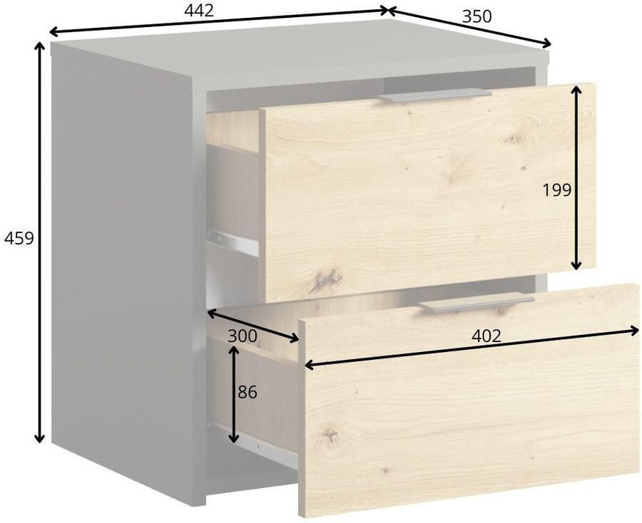 Home affaire Nachtkastje Nachttafels Loreto (2 stuks) afmetingen: B D H 44 35 46 cm (set 2 stuks)