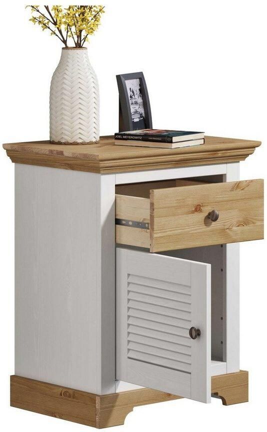 Home affaire Nachtkastje Rauna landhuisstijl elegant design met lamellen en kassetten 2 kleuren - Foto 5