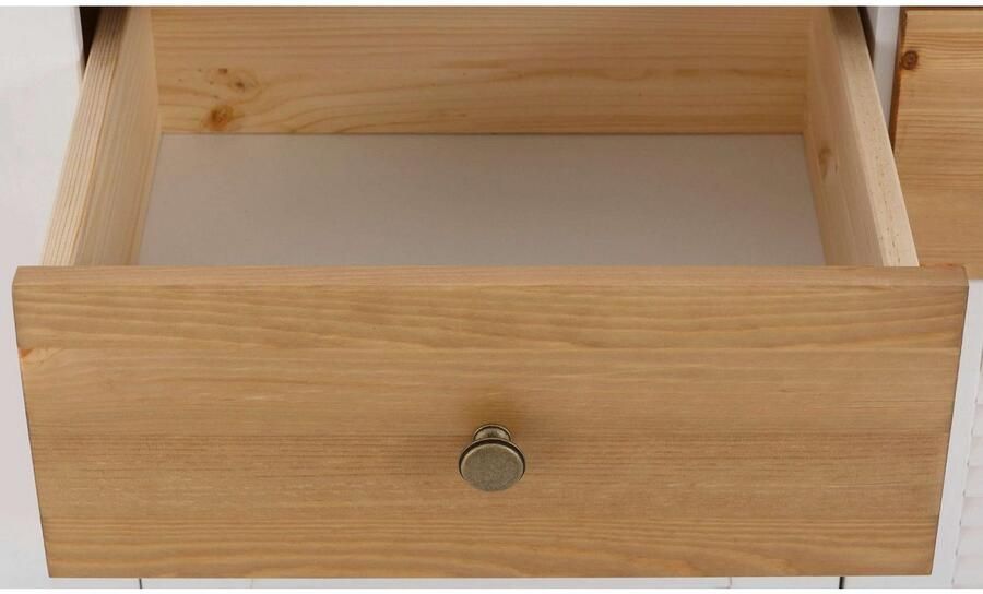 Home affaire Nachtkastje Rauna landhuisstijl elegant design met lamellen en kassetten 2 kleuren - Foto 4