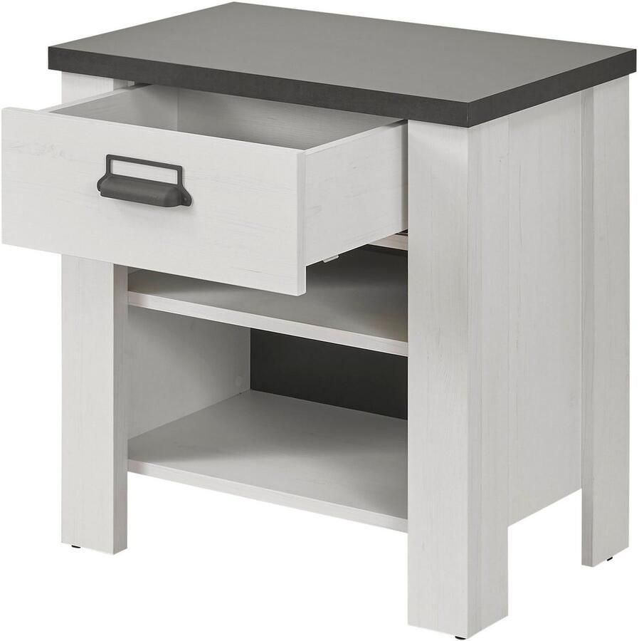 Home affaire Nachtkastje Sherwood met metalen apotheker hangreep soft-close lade breedte 60 cm