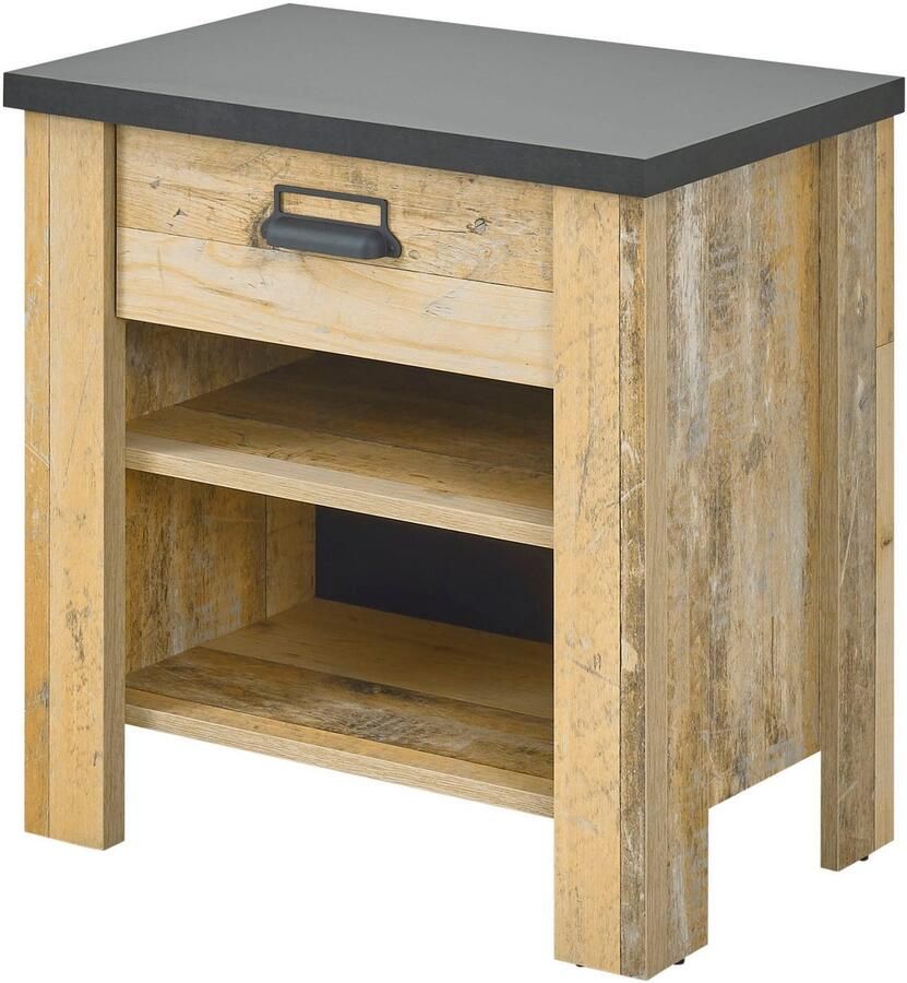 Home affaire Nachtkastje Sherwood met metalen apotheker hangreep soft-close lade breedte 60 cm - Foto 2