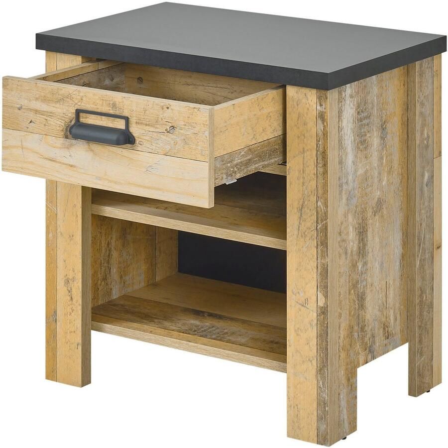 Home affaire Nachtkastje Sherwood met metalen apotheker hangreep soft-close lade breedte 60 cm - Foto 2