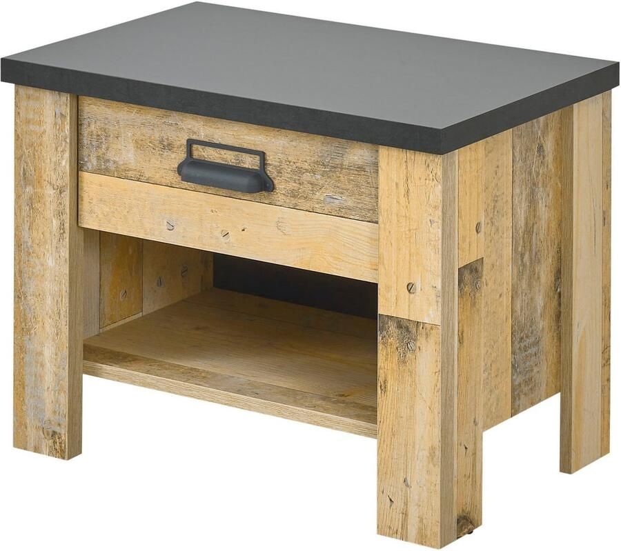 Home affaire Nachtkastje Sherwood met metalen apotheker hangreep soft-close lade breedte 60 cm - Foto 2