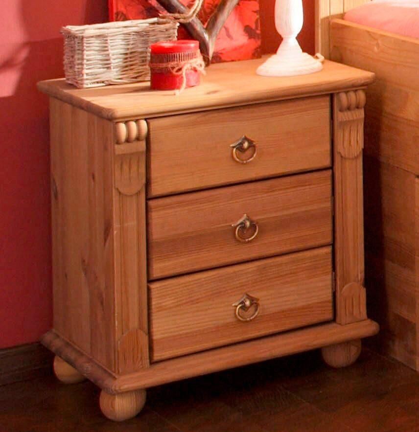 Home affaire Nachtkastje TESSIN van massief fsc -gecertificeerd dennenhout met 3 lades - Foto 14