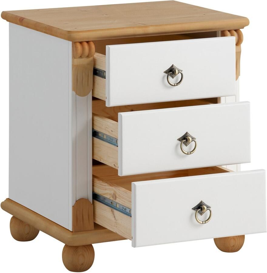 Home affaire Nachtkastje TESSIN van massief fsc -gecertificeerd dennenhout met 3 lades