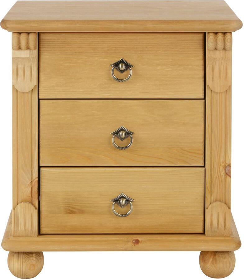 Home affaire Nachtkastje TESSIN van massief fsc -gecertificeerd dennenhout met 3 lades - Foto 4